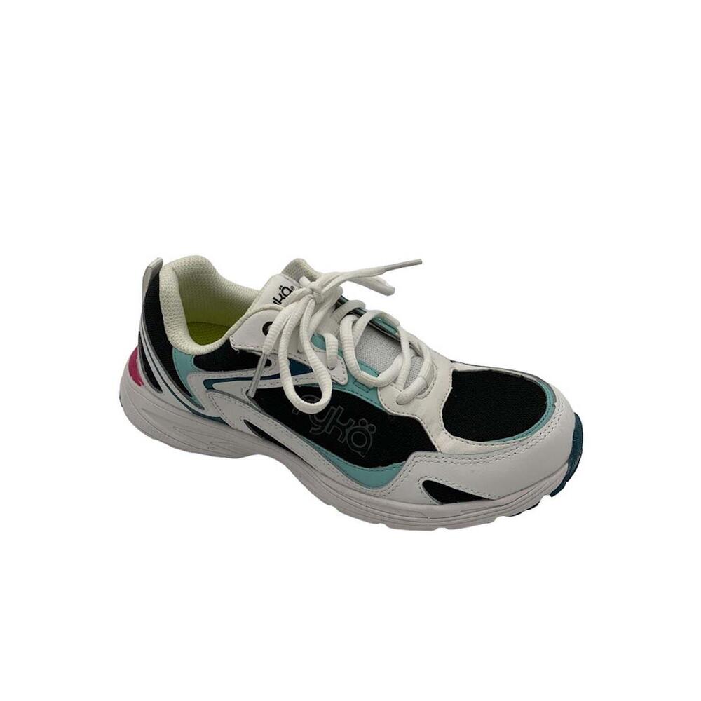 Ryka Leather & Mesh Anatomic Walking Sneaker Standout White Multi - Wide